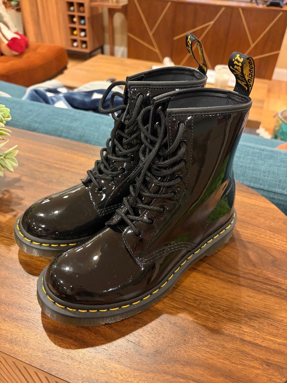 Black Patent Leather Dr. Martens 1460 Boots